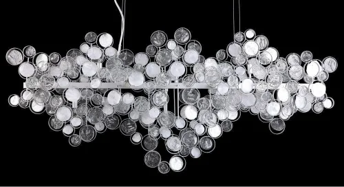 Люстра подвесная DESEO SP15 L1400 SILVER Crystal Lux белая прозрачная на 15 ламп, основание серебряное в стиле арт-деко  фото 2